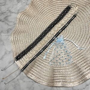 Spring Girly Choker Bundle Gingham, Cream Sparkle Fleck & Clover Quantity 3 Gift